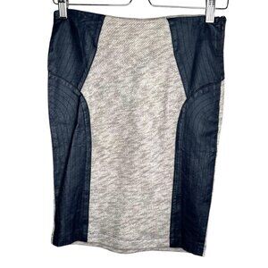 Anthropologie Love & Liberty Lamb Leather Paneled Knit Pencil Skirt Small petite